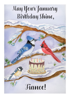 Fiance January Birthday with Backyard Birds and Cake