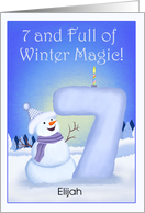 Happy 7th Birthday Snowman with a Snowy Seven Personalize