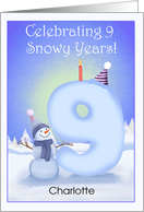 Happy 9th Birthday Snowman Building Snowy Nine Personalize