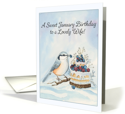 Wife Happy January Birthday With Red Breasted Nuthatch card (1958324)