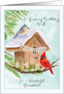 Granddad Happy January Birthday With Birds at Birdhouse