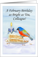 Colleague Happy February Birthday with Painted Bunting