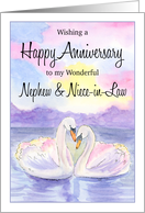 Swans For Nephew and Niece in Law Happy Wedding Anniversary card