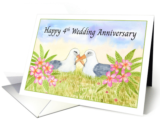 Happy 4th Wedding Anniversary with Laysan Albatross card (1964356)