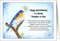 Daughter in Law Happy April Birthday with Bluebird and Daisy card