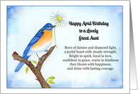 Great Aunt Happy April Birthday with Bluebird and Daisy card