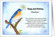 Personalize Happy April Birthday with Bluebird and Daisy