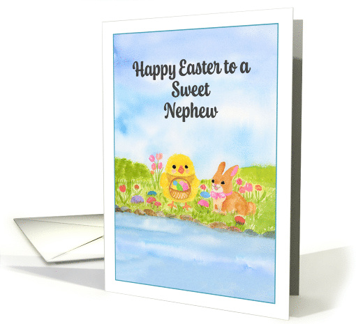 Happy Easter Nephew with Baby Chick and Easter Bunny card (1968794)