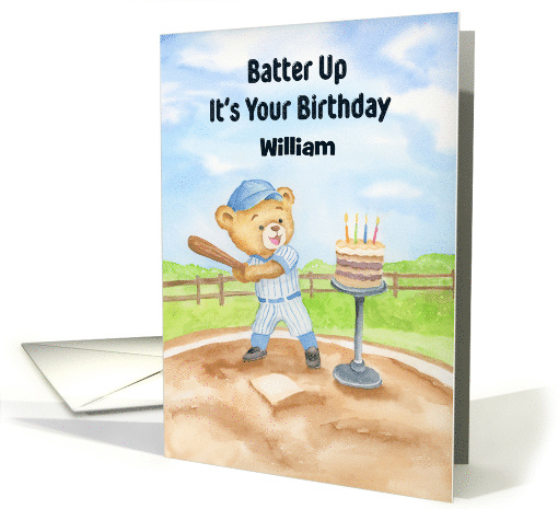 Personalize Happy Birthday Baseball Teddy Bear card (1980546)