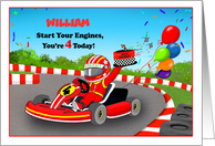 Personalize 4th Birthday Race Car Driver with Go Kart