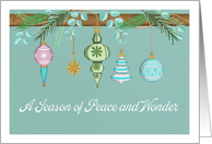 Scandinavian Christmas Ornaments on Teal Holiday card