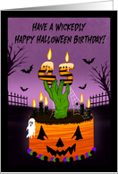 Happy 45th Halloween Birthday Spooky Cake card