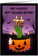Happy 75th Halloween Birthday Spooky Cake card