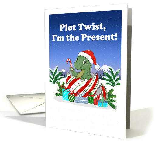 Plot Twist I am the Present Christmas Baby Dinosaur card (1998058)
