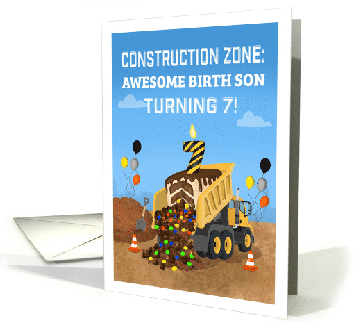Happy 7th Birthday Birth Son Dump Truck Construction card (2000260)