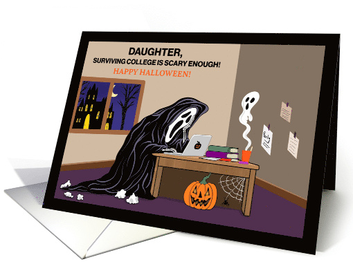 Daughter Funny Grim Reaper Away at College Halloween card (2000834)