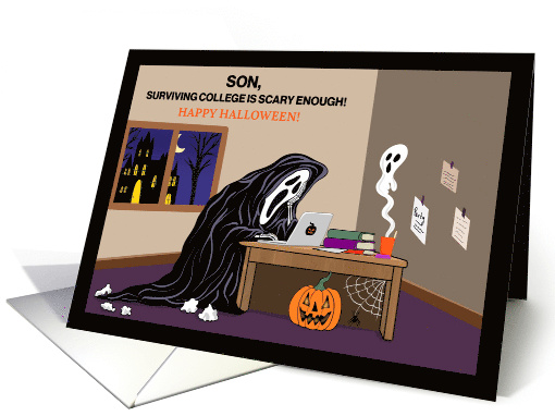 Son Funny Grim Reaper Away at College Halloween card (2000896)
