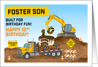 Foster Son 10th Birthday Construction Site Flatbed Truck card