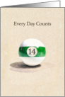 Fourteen Years Sober Milestone Billiard Ball Recovery card