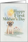 First Mothers Day Bullmastiff Puppy Dog and Flowers card