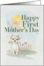 First Mothers Day Longhaired Chihuahua Puppy Dog and Flowers card