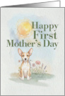 First Mothers Day Ibizan Hound Dog Puppy and Flowers card