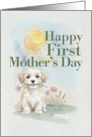 First Mothers Day Havanese Puppy Dog and Flowers card