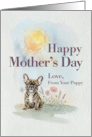 Mothers Day From Your Brindle French Bulldog Puppy and Flowers card