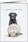 One Day At A Time Black Labrador 3 Year Sobriety card