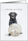 One Day At A Time Black Labrador 5 Year Sobriety card