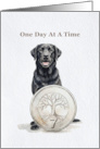 One Day At A Time Black Labrador 7 Year Sobriety card