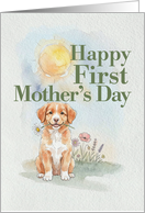 First Mothers Day Nova Scotia Duck Toller Puppy Dog Mom and Flowers card