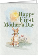 First Mothers Day Pharaoh Hound Puppy Dog Mom and Flowers card