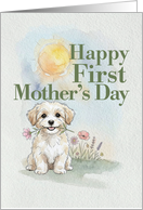 First Mothers Day Havanese Puppy Dog and Flowers card