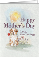 Mothers Day From Your Red Merle Aussie Shepherd Puppy and Flowers card