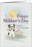 Mothers Day From Your Biewer Terrier Puppy and Flowers card