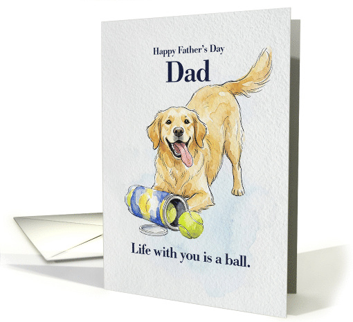 Golden Retriever Father�s Day Card Funny Tennis Ball Dog... (1981094)