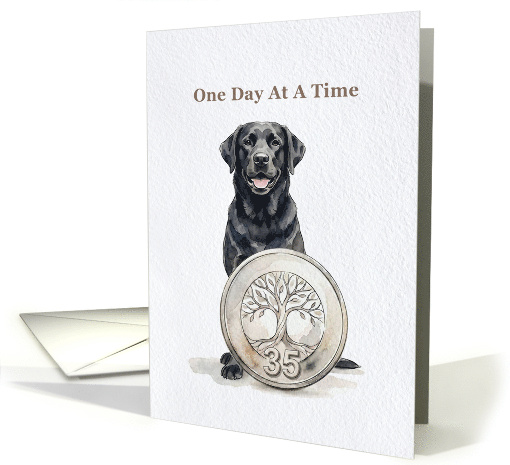 One Day At A Time Black Labrador 35 Year Sobriety card (1986458)