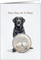 One Day At A Time Black Labrador 35 Year Sobriety card