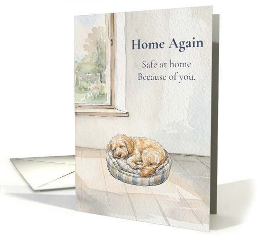 Home Again Safe at Home Because of You Cockapoo Thank You card