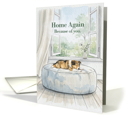 Home Again Because of You Sheltie Puppy Thank You card (1990600)