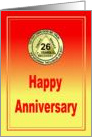 26 Year, Medallion Happy Anniversary card