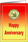 33 Year, Medallion Happy Anniversary card