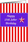 15 Year Happy Sober Birthday card