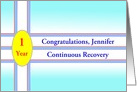 Custom Text, Happy Recovery Anniversary, Yellow Oval card