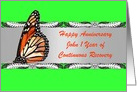 Custom Text, Happy Recovery Anniversary, Monarch Butterfly, card
