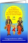 Custom Card, Happy 10 Year Recovery Anniversary, Man, Woman, Angel card