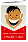 Custom Card Happy 19 Year Recovery Anniversary, A happy face card