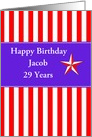 Happy Birthday Jacob 29 Years Customizable Card