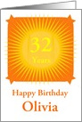 Happy Birthday Olivia 32 Years Customizable card